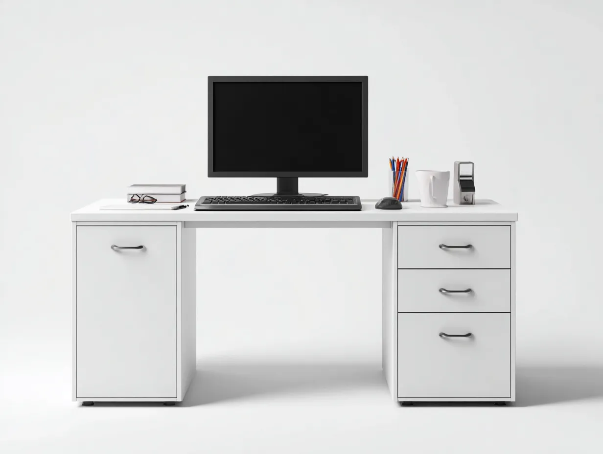 Scrivania-MDF-legno ingegnerizzato-130x60x75 cm-bianco-stile moderno-Saluxacorner