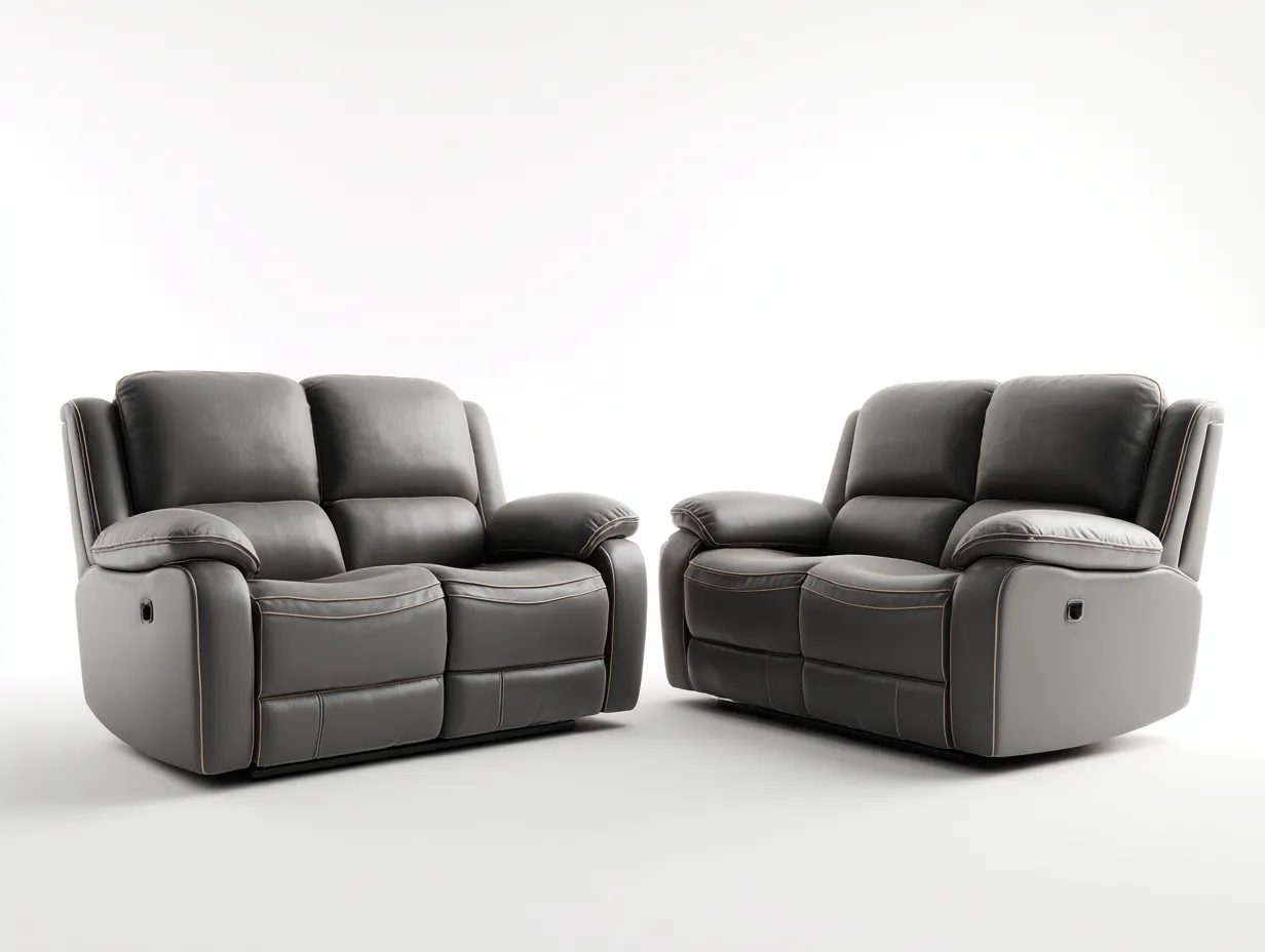 Ensemble de canapés relax - ecopelle-legno-metallo - 180 x 97 x 105 cm - grigio - stile moderno-Saluxacorner