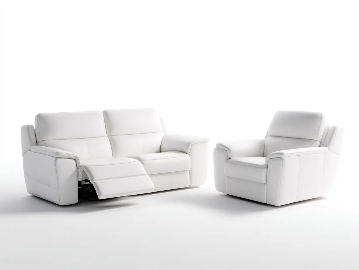 Ensemble de canapés relax - ecopelle-legno-metallo - 170 x 92 x 101 cm - bianco - stile moderno-Saluxacorner