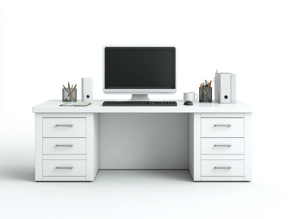 Scrivania-MDF-legno ingegnerizzato-140x65x75 cm-bianco-stile moderno-Saluxacorner