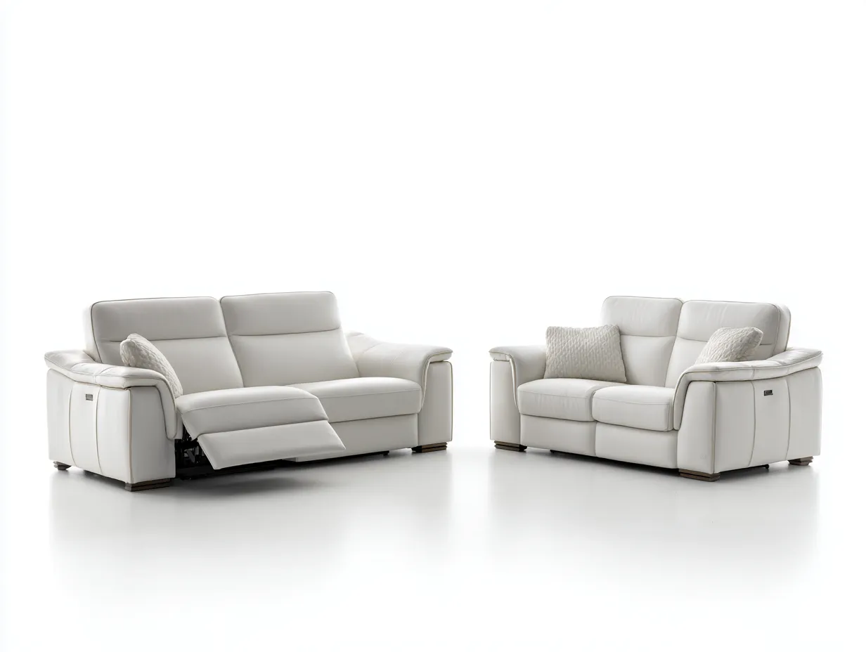 Ensemble de canapés relax - ecopelle-legno-metallo - 182 x 94 x 103 cm - bianco - stile moderno-Saluxacorner