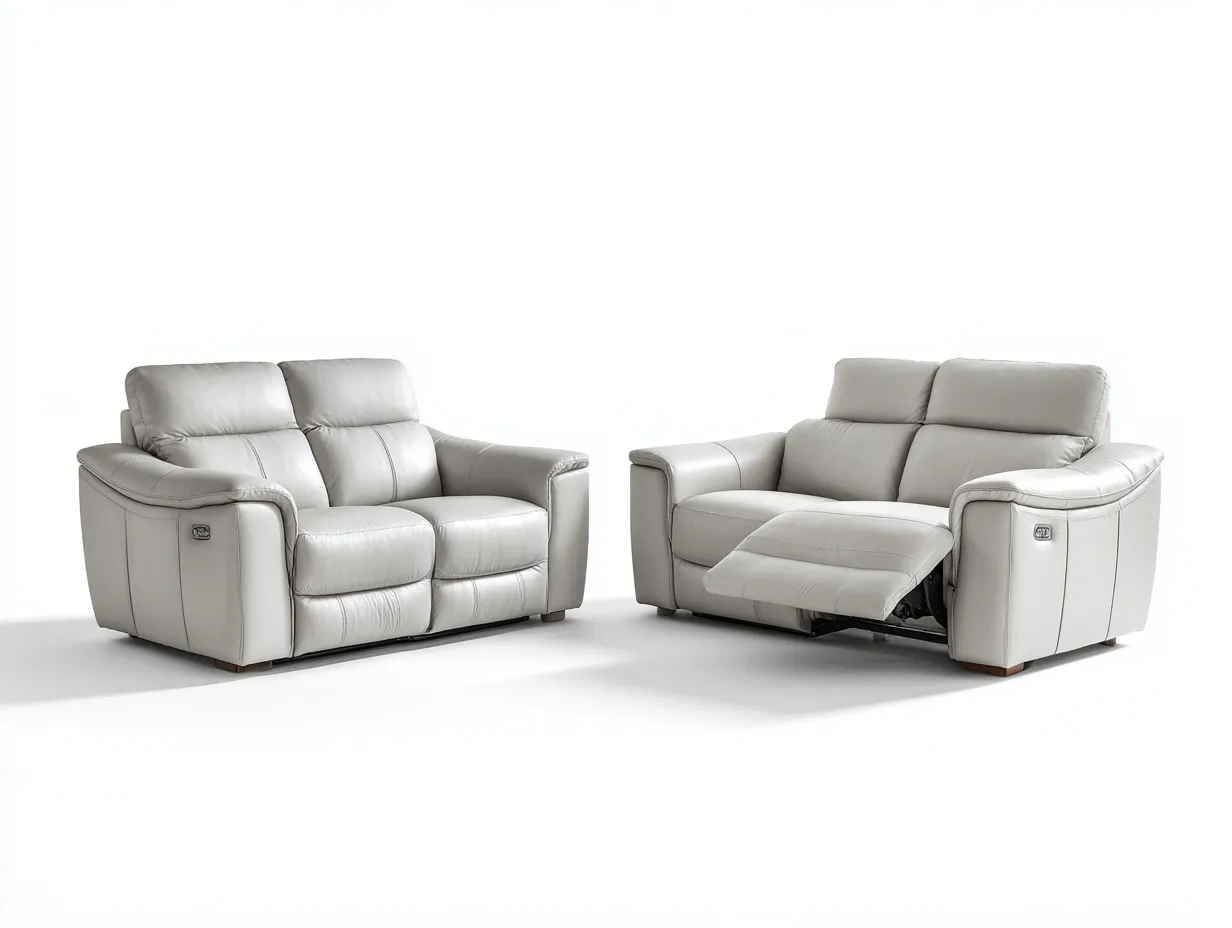 Ensemble de canapés relax - ecopelle-legno-metallo - 174 x 95 x 102 cm - grigio chiaro - stile moderno-Saluxacorner