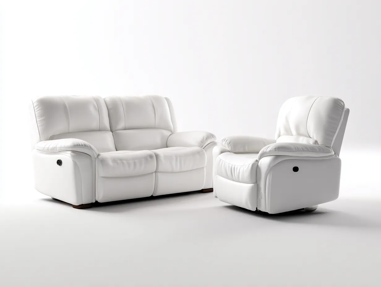 Ensemble de canapés relax - ecopelle-legno-metallo - 182 x 98 x 106 cm - bianco - stile moderno-Saluxacorner