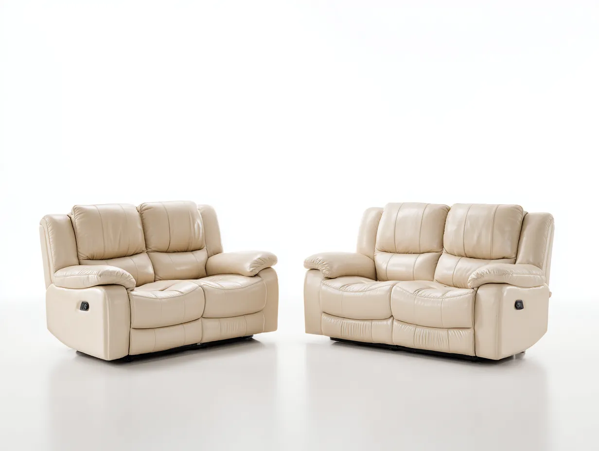 Ensemble de canapés relax - ecopelle-legno-metallo - 176 x 96 x 104 cm - beige - stile moderno-Saluxacorner