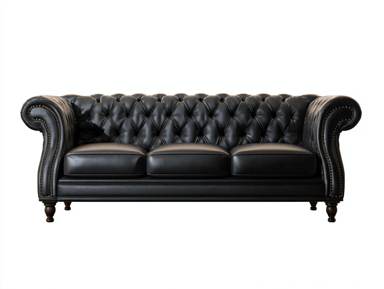 Divani a 3 posti-pelle sintetica-legno-220x92x88 cm-nero-stile classico-Saluxacorner