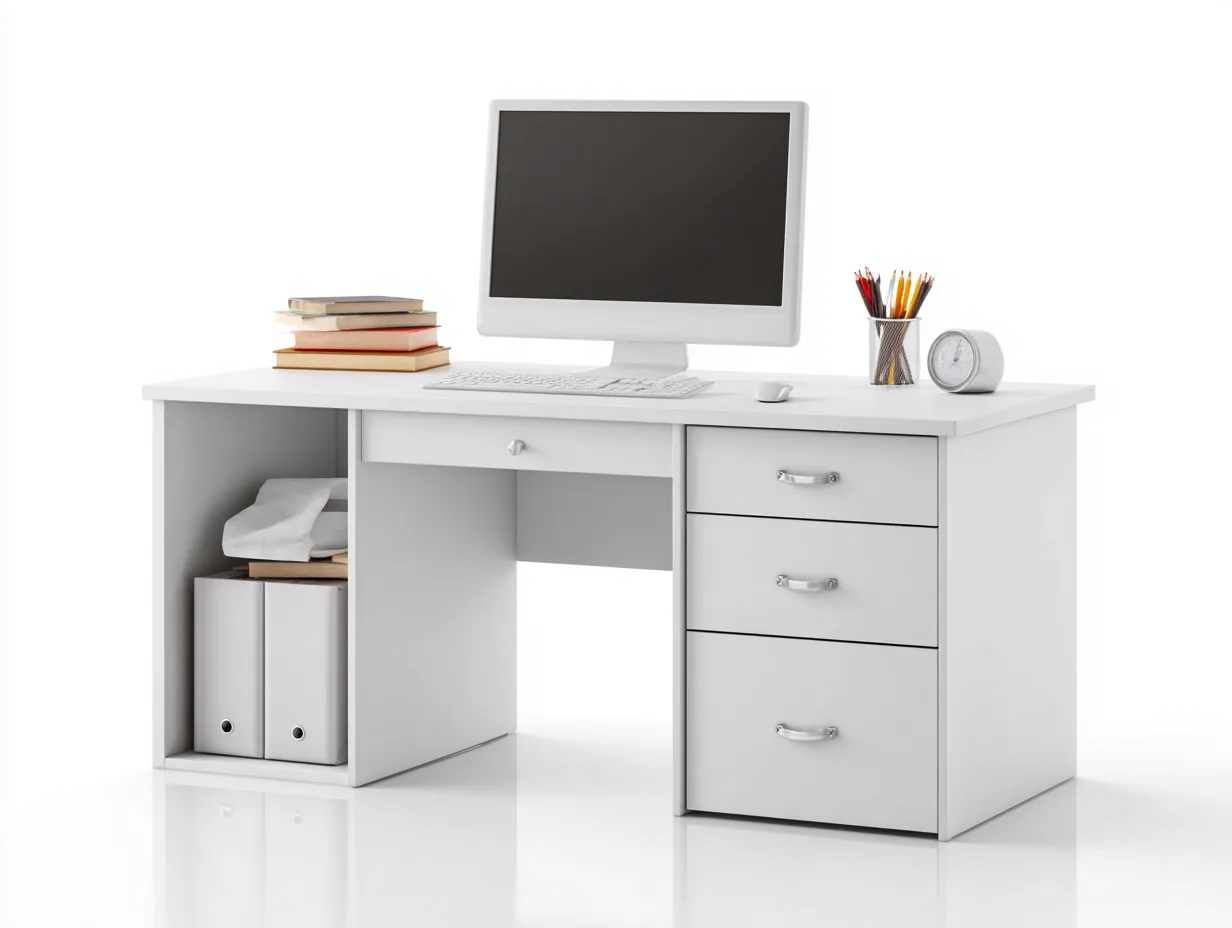 Scrivania-MDF-legno ingegnerizzato-118x58x75 cm-bianco-stile moderno-Saluxacorner