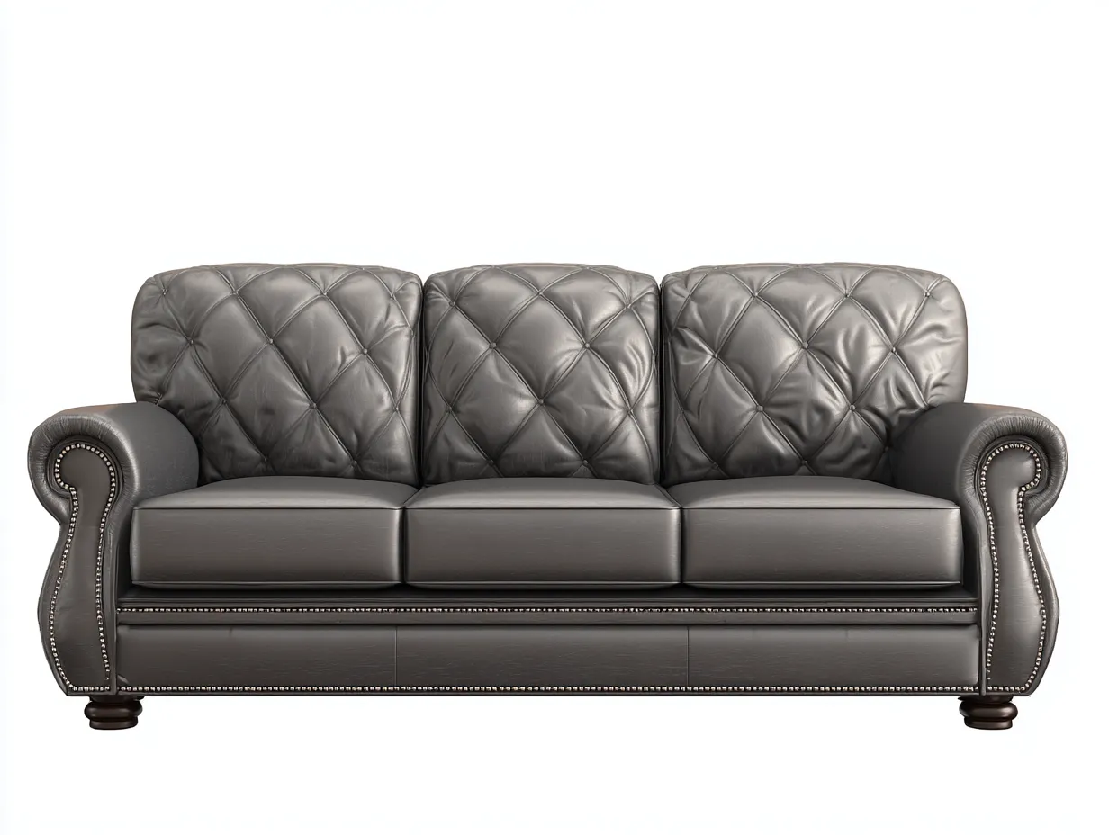 Divani a 3 posti-pelle sintetica-legno-216x94x90 cm-grigio-stile classico-Saluxacorner