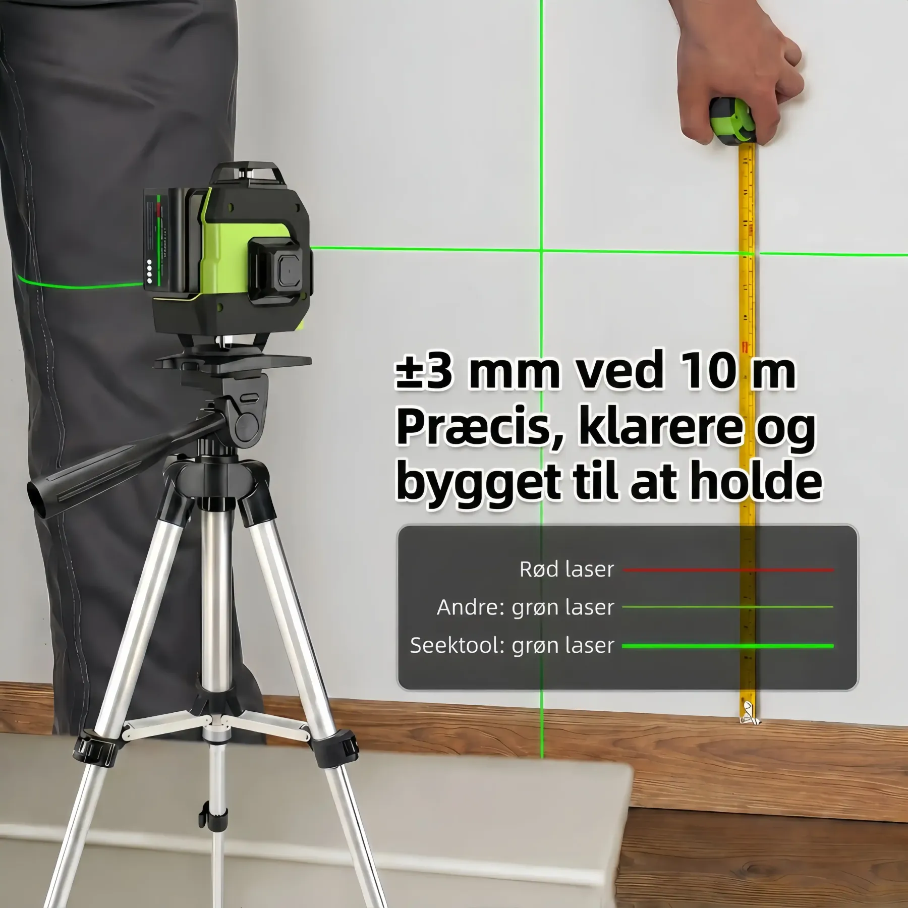 SEEKTOOL LX360 Pro – grøn 4 x 360° linjelaser med 16 linjer