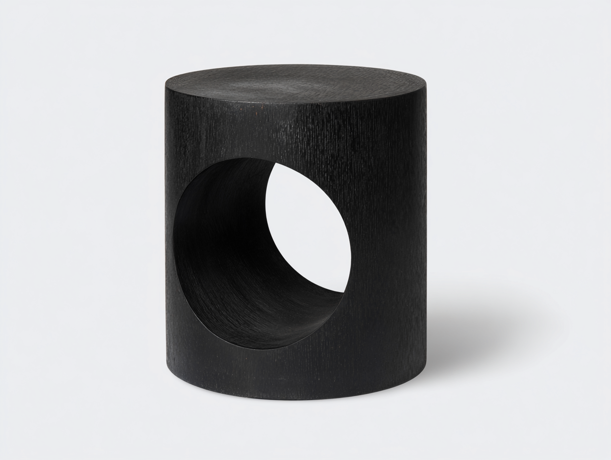 Beistelltisch-Holz-40x40x45 cm-schwarz-modern rundes Design mit Durchbruch für Wohnzimmer-Salaydecor