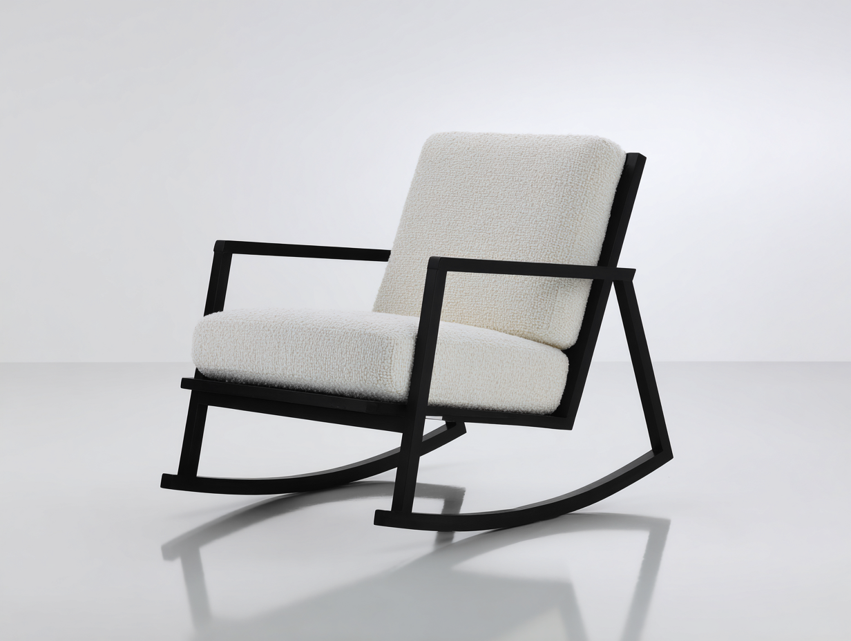 Schaukelstuhl-Stoff gepolstert-77x92x100 cm-cremeweiß-modern Design mit Schaukel Funktion-Salaydecor