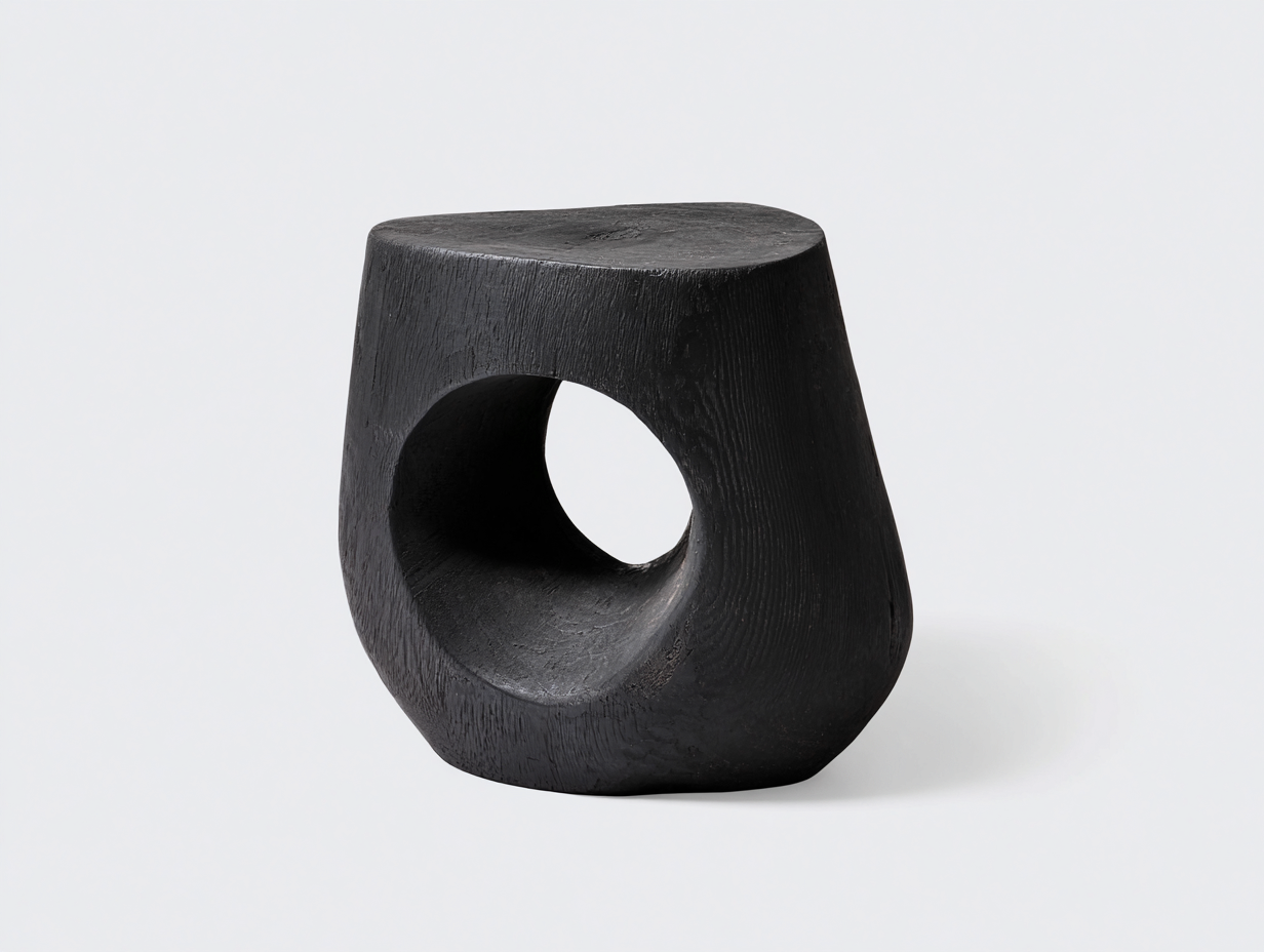 Beistelltisch-Holz-45x40x45 cm-schwarz-modern organisches Design für Wohnzimmer-Salaydecor