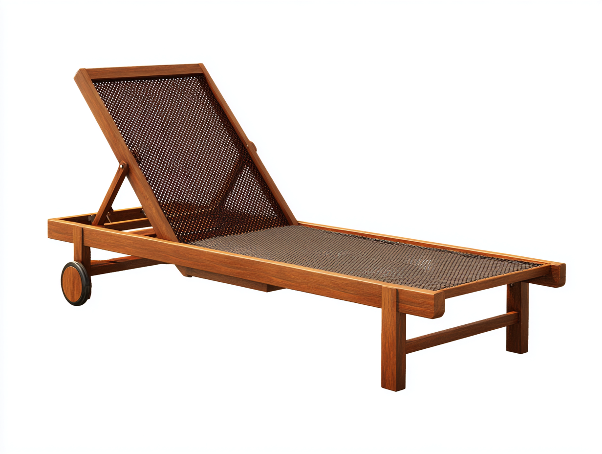 Sonnenliege Holz 198x68x34 cm-Naturbraun-Dunkelbraun-Verstellbare Rückenlehne Garten-Salaydecor