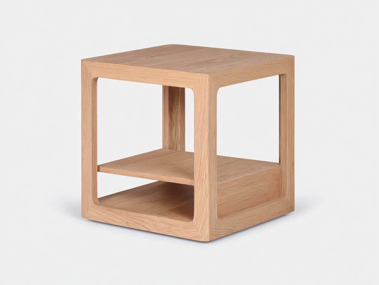 Beistelltisch-Holz-55x55x55 cm-natur-modern Design mit Ablagefächern für Wohnzimmer-Salaydecor