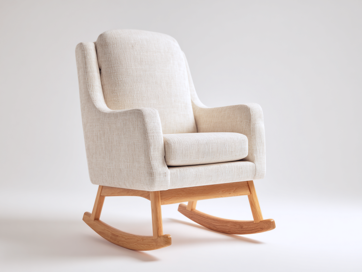 Schaukelstuhl-Stoff gepolstert-80x94x105 cm-creme-modern Design mit Schaukel Funktion-Salaydecor