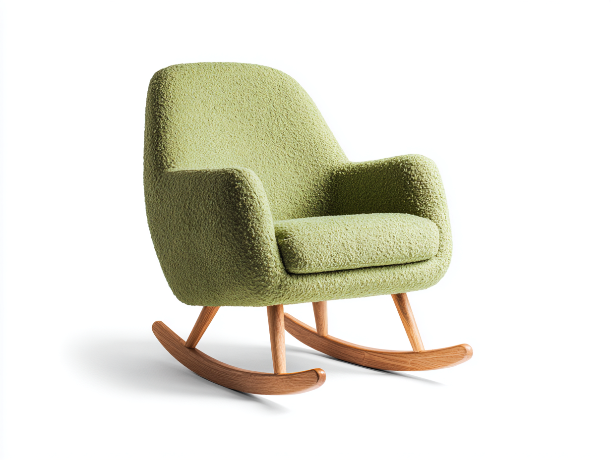 Schaukelstuhl-Stoff gepolstert-80x94x100 cm-hellgrün-modern Design mit Schaukel Funktion-Salaydecor