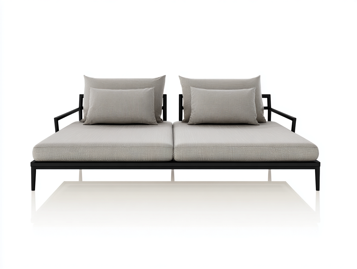 Sonnenliege Metall Textil 198x118x40 cm-Schwarz-Grau-Modernes Design Garten-Salaydecor