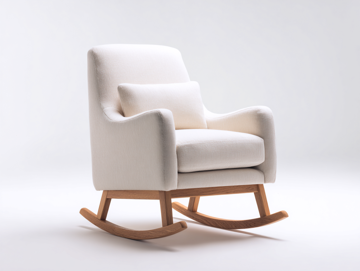 Schaukelstuhl-Stoff gepolstert-82x96x106 cm-creme-modern Design mit Schaukel Funktion-Salaydecor