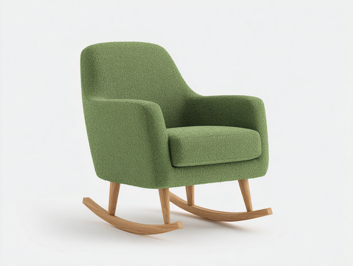 Schaukelstuhl-Stoff gepolstert-76x90x98 cm-grün-modern Design mit Schaukel Funktion-Salaydecor