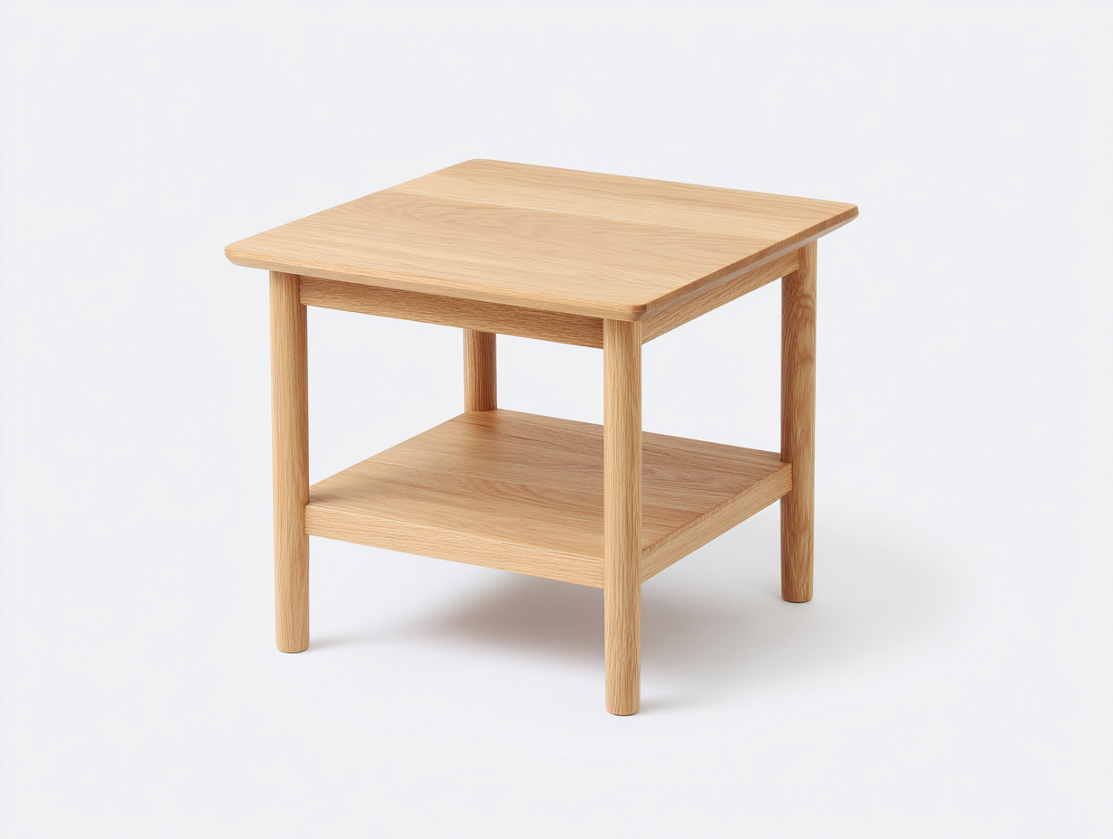 Beistelltisch-Holz-50x50x50 cm-natur-modern Design mit Ablage für Wohnzimmer-Salaydecor