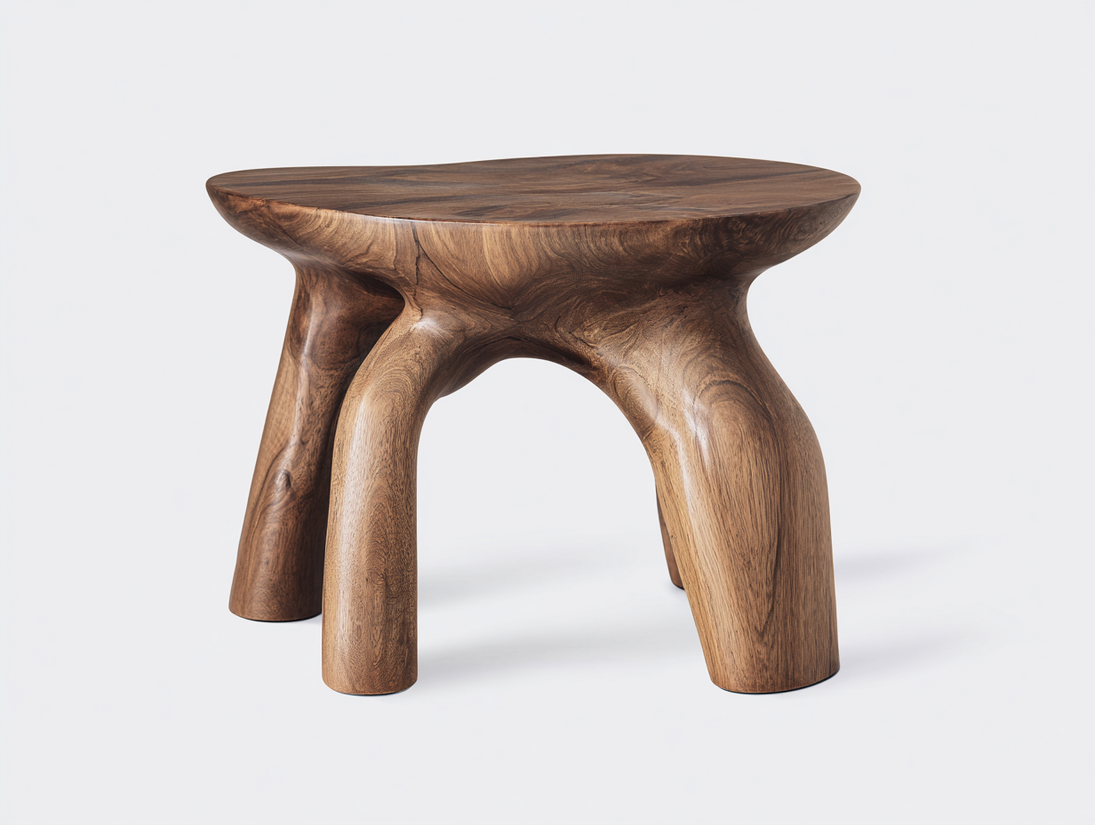 Couchtisch Massivholz 58x54x45 cm-Naturbraun-Organisches Design Wohnzimmer-Salaydecor