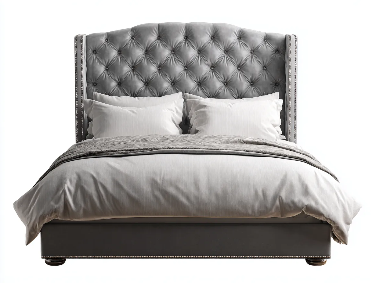 Letto matrimoniale-Velluto-218x178x132 cm-Grigio-Stile capitonné moderno-Talavacasa
