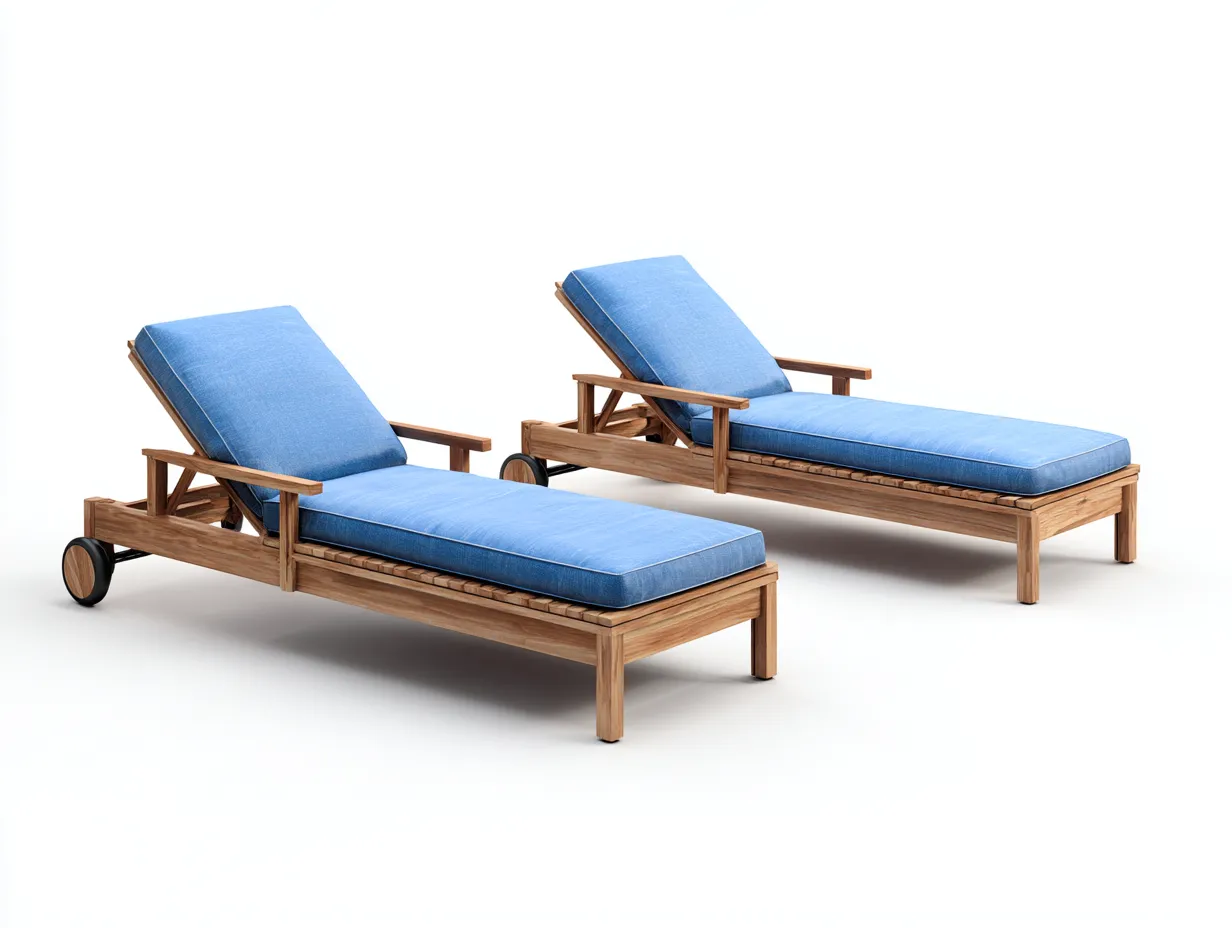 Lettino prendisole - legno-tessuto - 192x76x88 cm - marrone-blu chiaro - stile moderno-Talavacasa