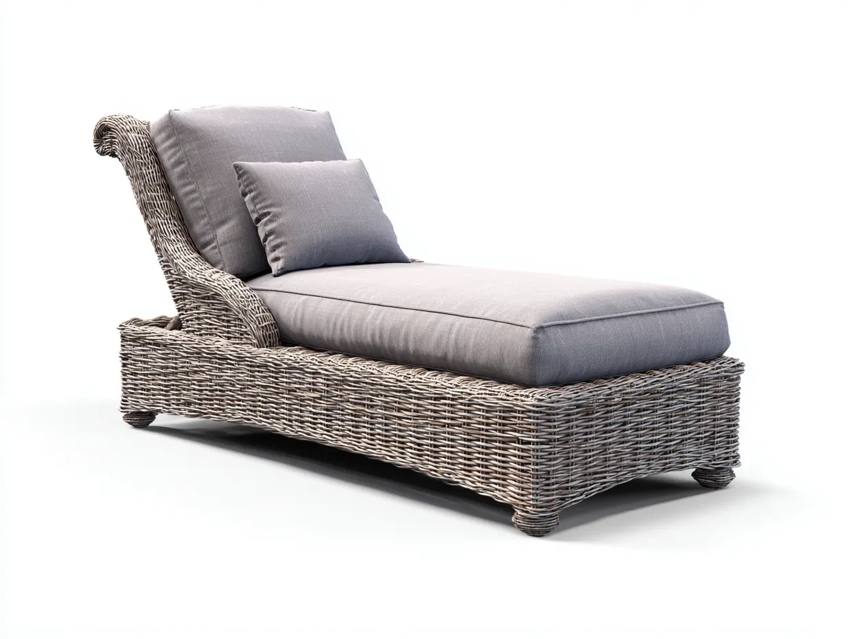 Lettino prendisole - rattan sintetico-tessuto - 181x73x74 cm - grigio chiaro-grigio - stile moderno-Talavacasa