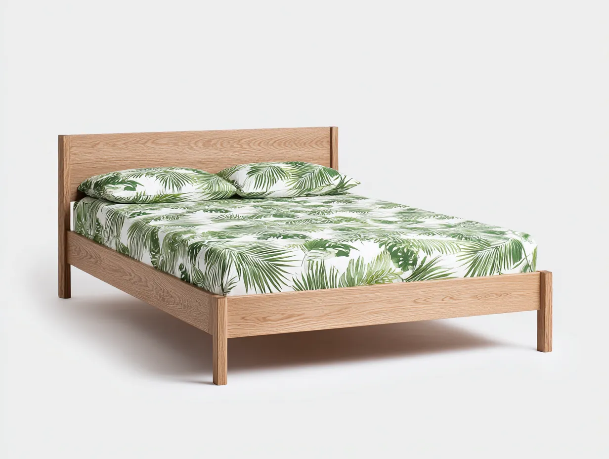 Letto matrimoniale-Legno massello-208x168x102 cm-Rovere naturale-Stile moderno nordico-Talavacasa