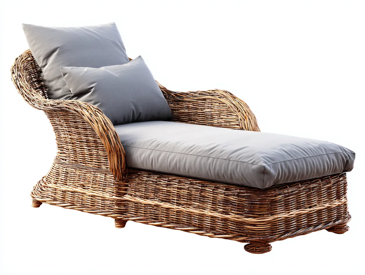 Lettino prendisole - rattan sintetico-tessuto - 182x77x72 cm - marrone-grigio chiaro - stile moderno-Talavacasa