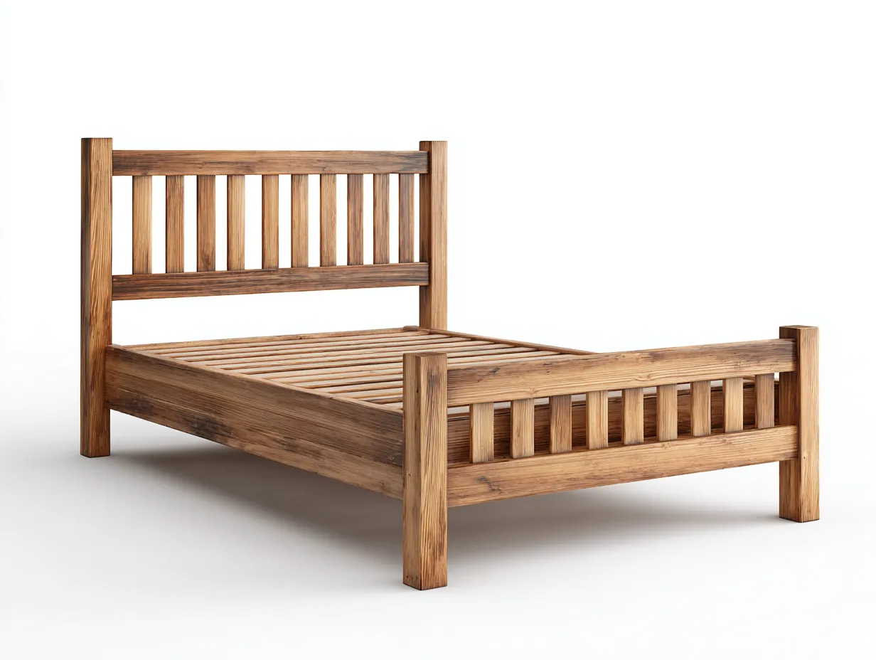 Letto matrimoniale-Legno massello-200x160x110 cm-Legno naturale-Stile rustico moderno-Talavacasa