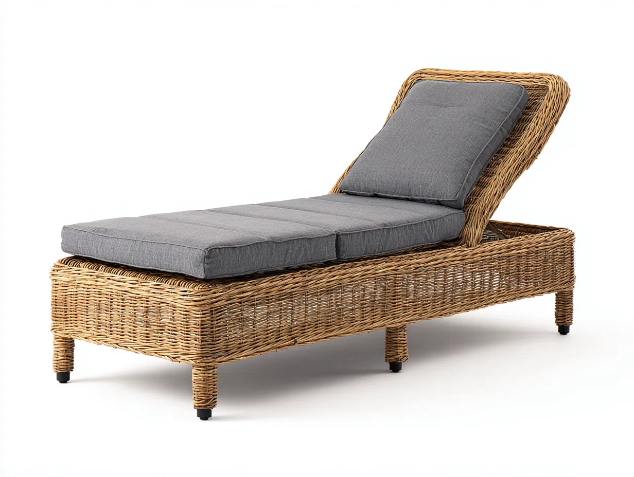 Lettino prendisole - rattan sintetico-tessuto - 188x72x69 cm - marrone-grigio scuro - stile moderno-Talavacasa