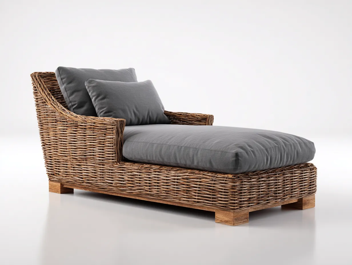 Lettino prendisole - rattan sintetico-tessuto - 185x78x70 cm - marrone-grigio scuro - stile moderno-Talavacasa