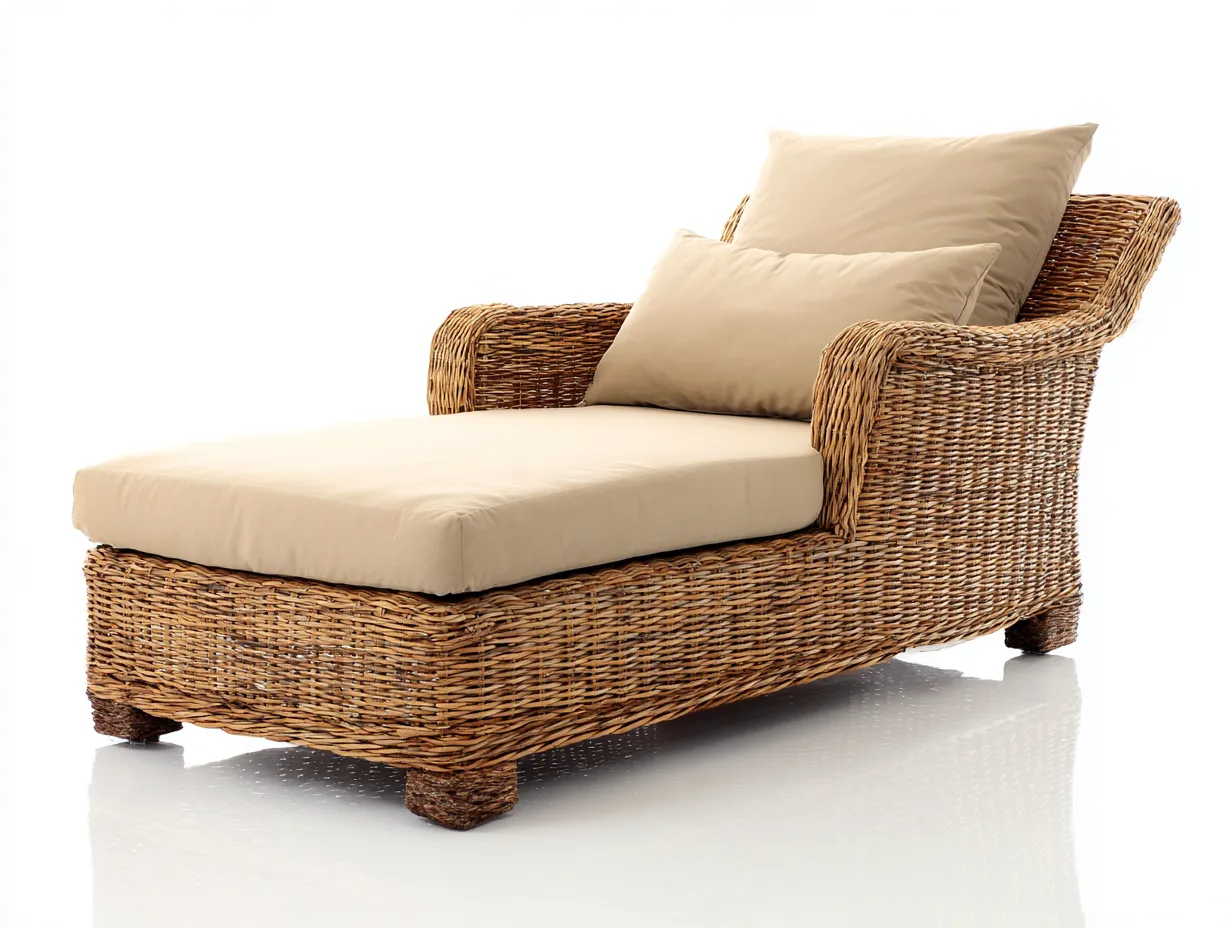 Lettino prendisole - rattan sintetico-tessuto - 176x75x71 cm - marrone-beige - stile moderno-Talavacasa