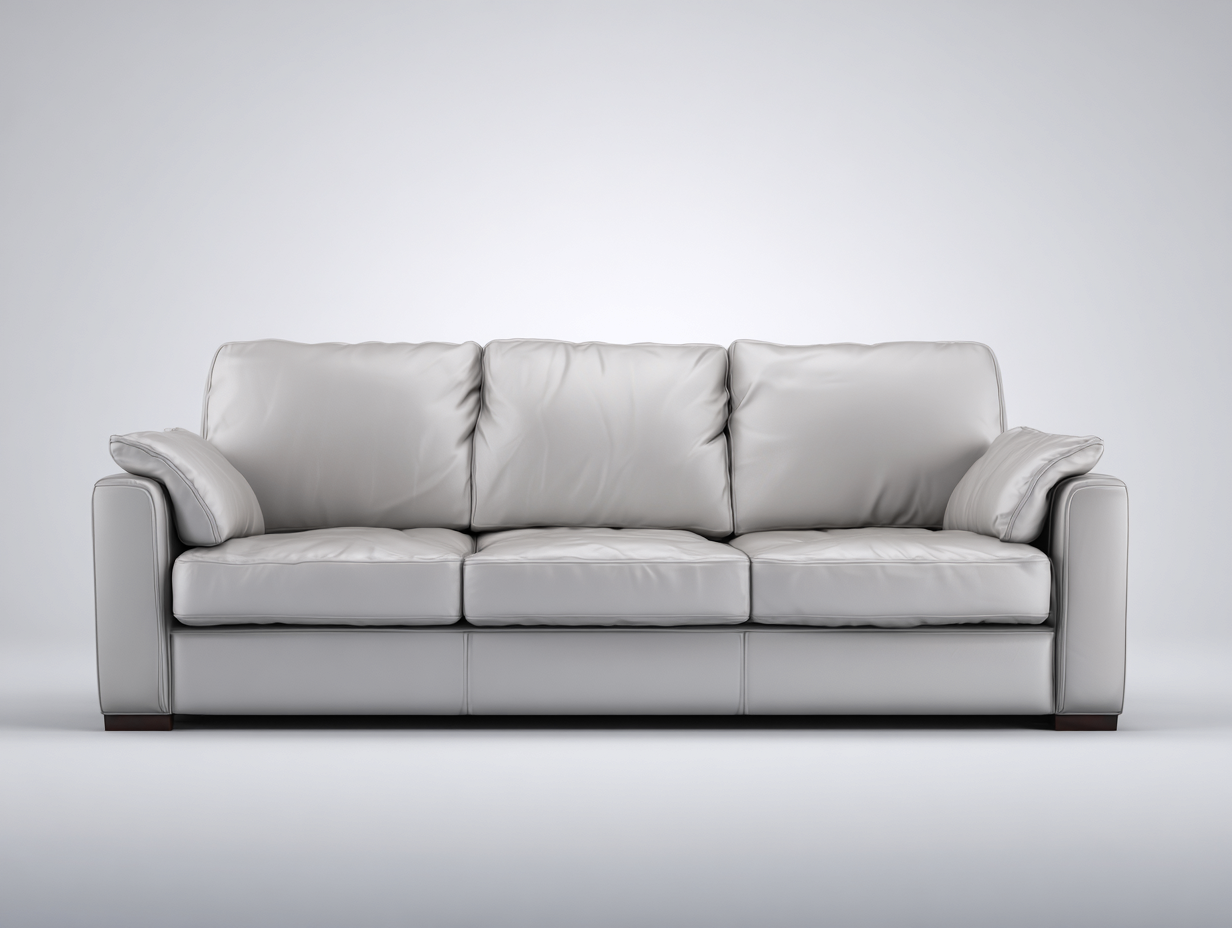 Sofa trzyosobowa-skóra ekologiczna-drewno-215x93x88 cm-jasnoszary-nowoczesny styl-Mivolahome