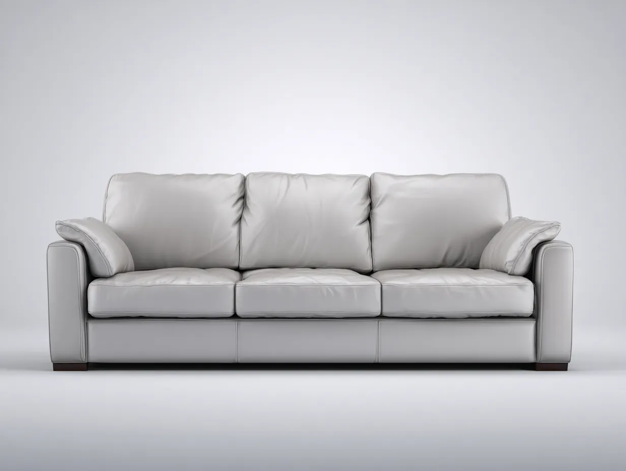 Sofa trzyosobowa-skóra ekologiczna-drewno-215x93x88 cm-jasnoszary-nowoczesny styl-Mivolahome