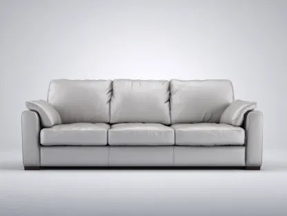 Sofa trzyosobowa-skóra ekologiczna-drewno-215x93x88 cm-jasnoszary-nowoczesny styl-Mivolahome