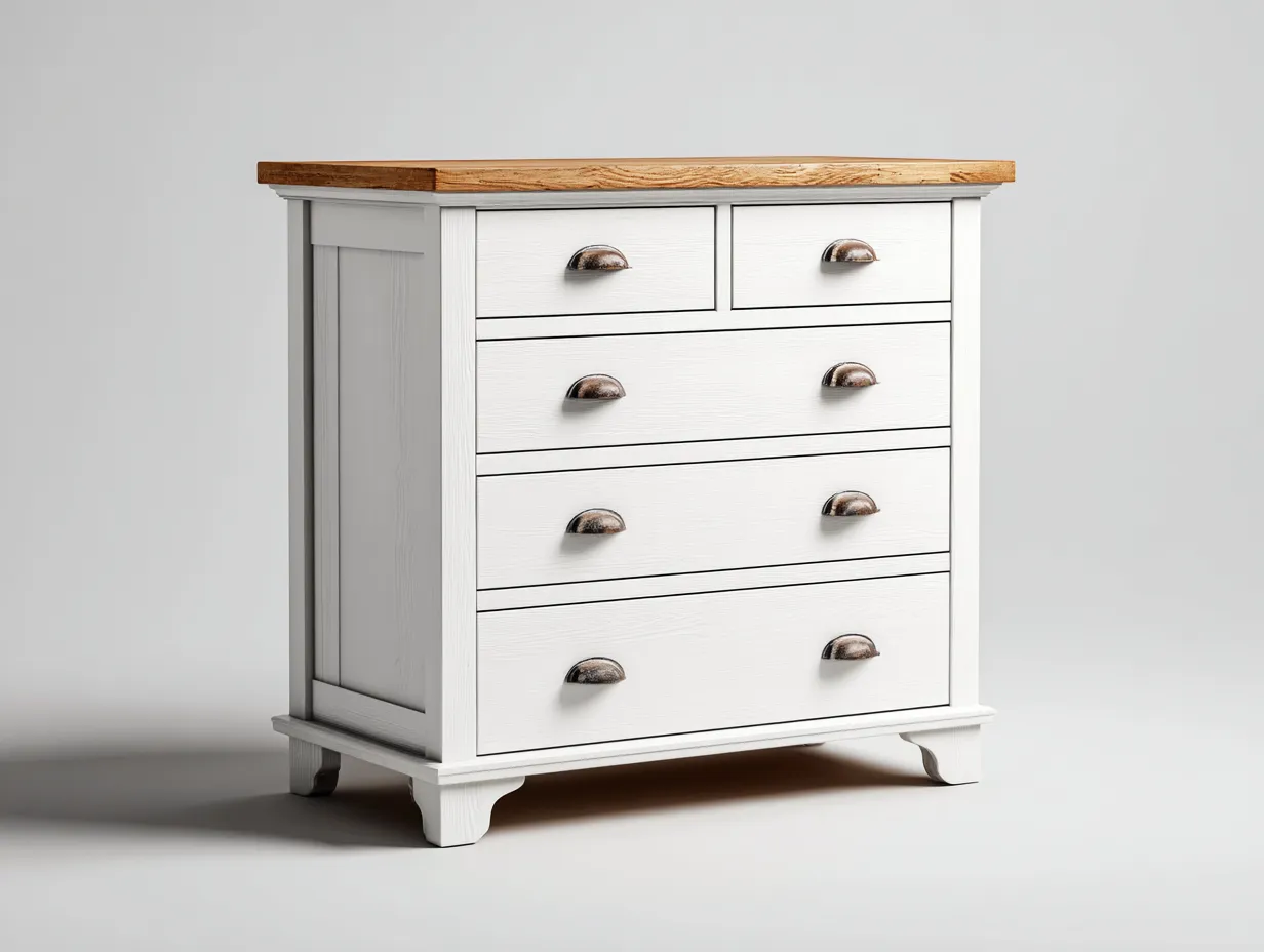 Komody-drewno-płyta meblowa-88 x 43 x 92 cm-biały-naturalny-styl klasyczny-Mivolahome