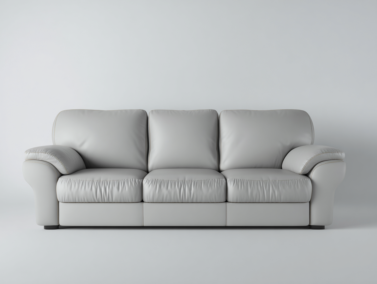 Sofa trzyosobowa-skóra ekologiczna-drewno-216x92x88 cm-jasnoszary-klasyczny styl-Mivolahome