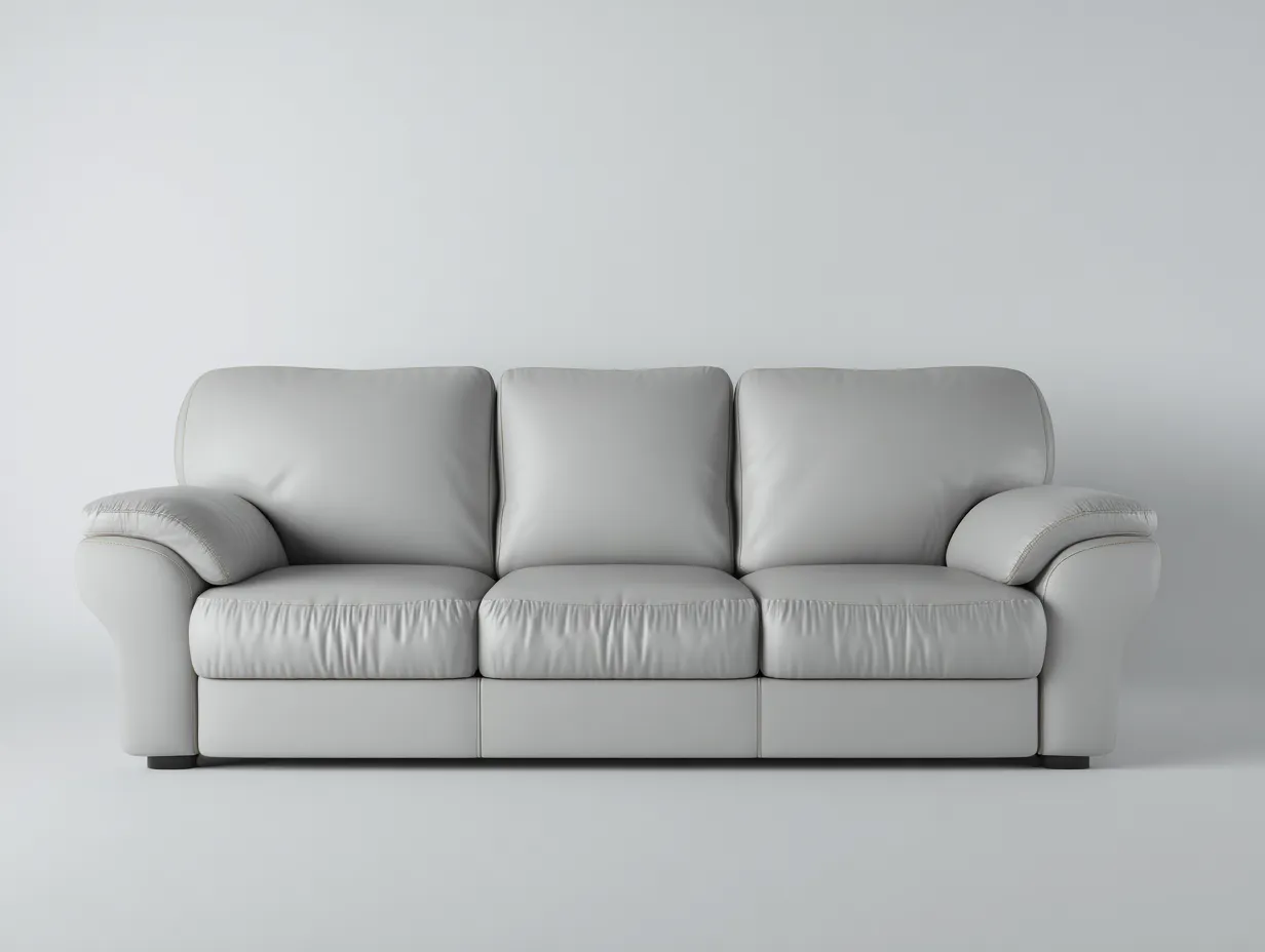 Sofa trzyosobowa-skóra ekologiczna-drewno-216x92x88 cm-jasnoszary-klasyczny styl-Mivolahome