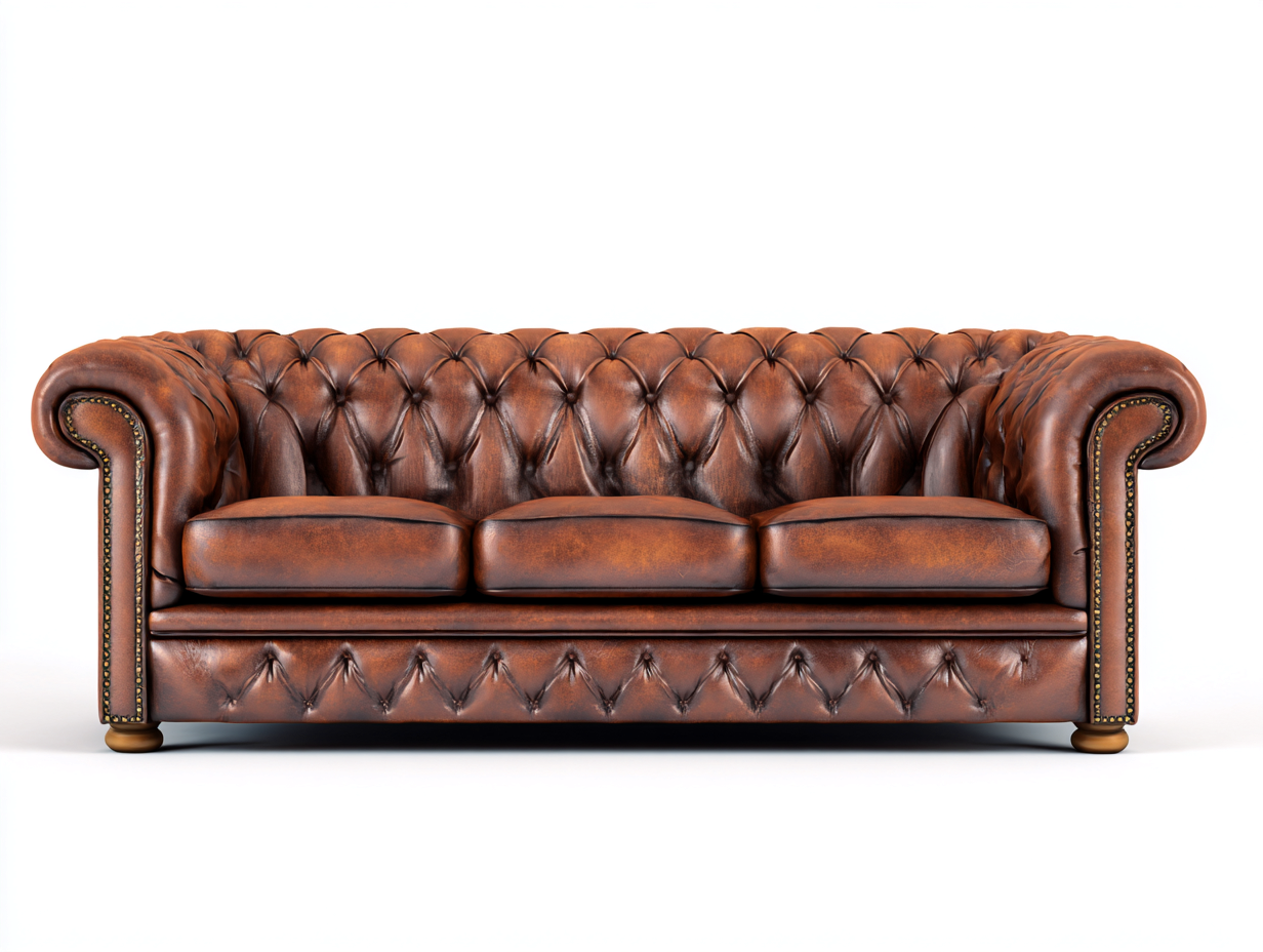 Sofa trzyosobowa-skóra ekologiczna-drewno-225x95x85 cm-brązowy-styl chesterfield-Mivolahome