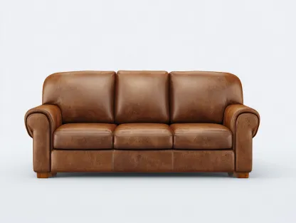 Sofa trzyosobowa-skóra ekologiczna-drewno-210x90x85 cm-brązowy-klasyczny-Mivolahome