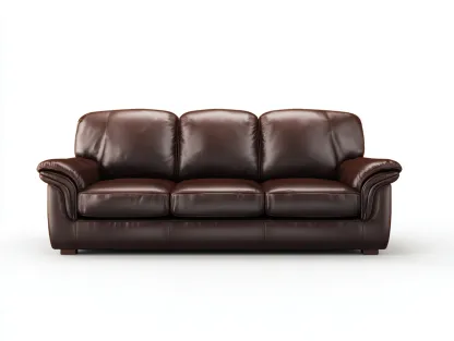 Sofa trzyosobowa-skóra ekologiczna-drewno-220x95x90 cm-ciemnobrązowy-klasyczny styl-Mivolahome