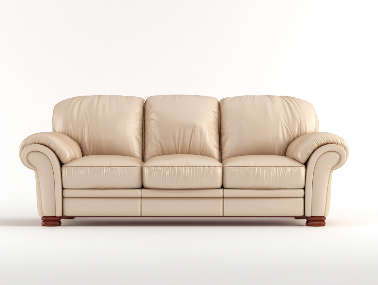 Sofa trzyosobowa-skóra ekologiczna-drewno-222x96x90 cm-beżowy-klasyczny styl-Mivolahome