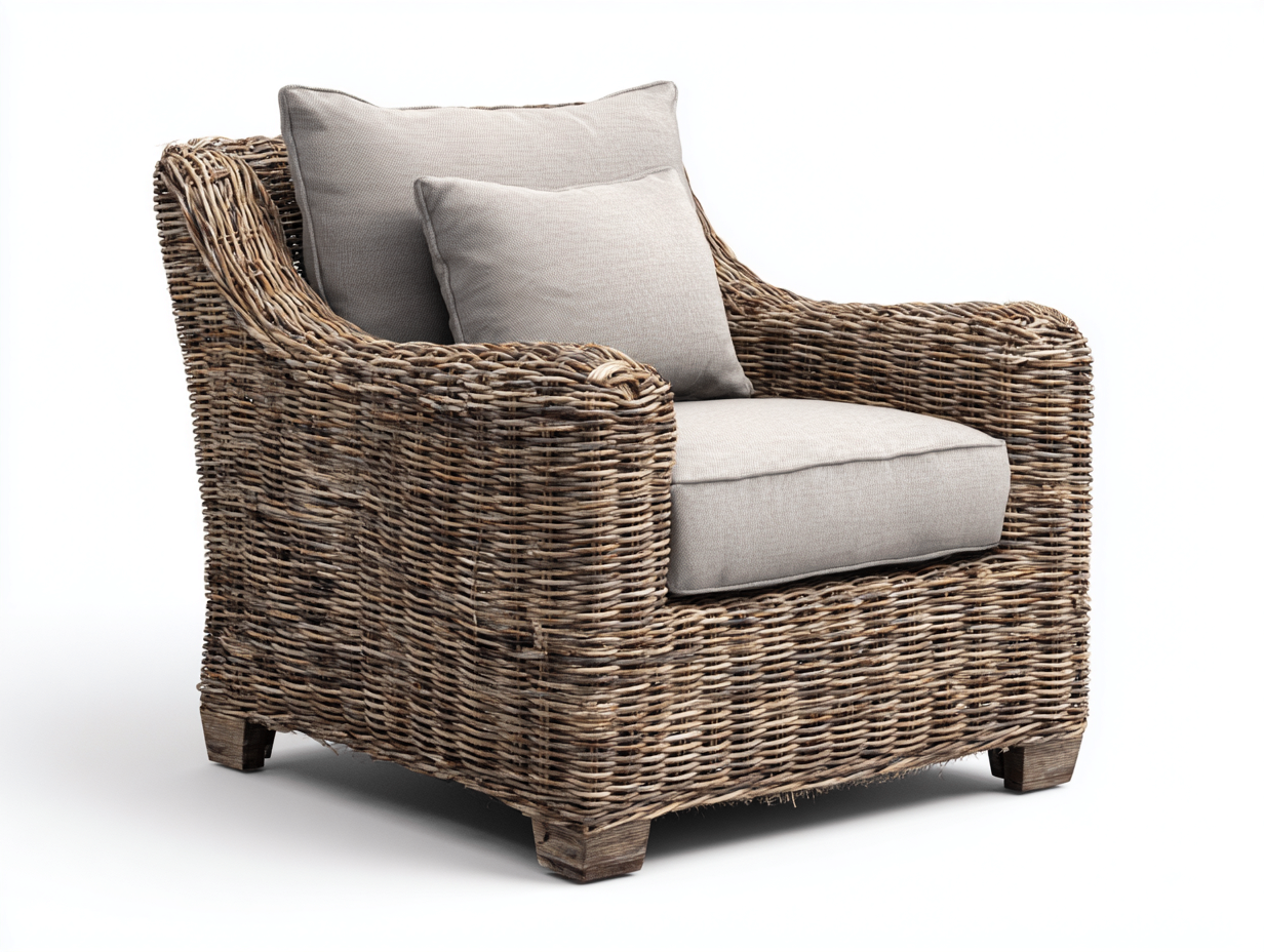 Fotele rattanowe - rattan-tkanina-drewno - 89x84x93 cm - naturalny-beżowy - styl nowoczesny-Hacorjadecor