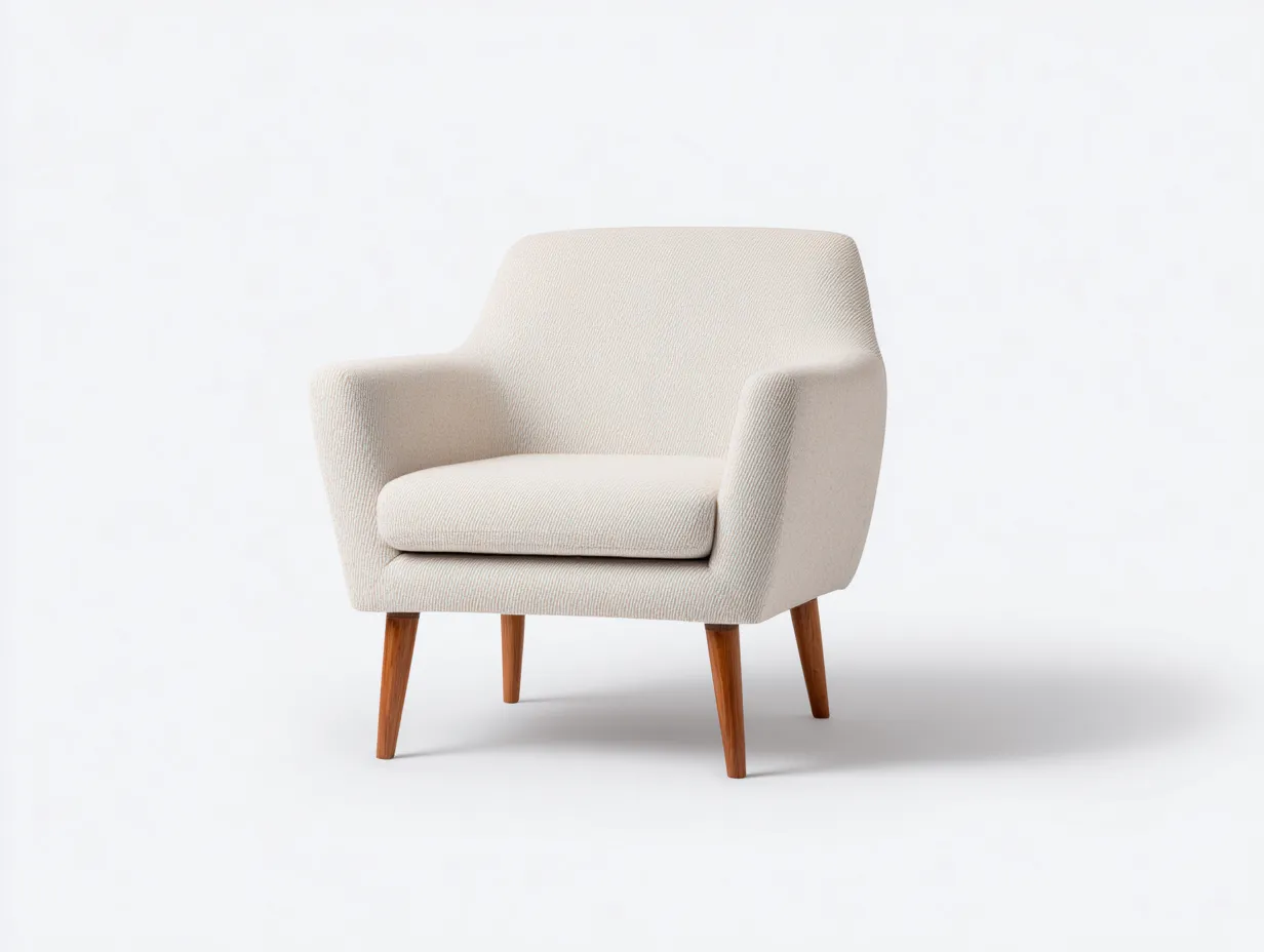 Fotele wypoczynkowe - tkanina-drewno - 82x75x87 cm - ecru-brązowy - styl minimalistyczny-Hacorjadecor