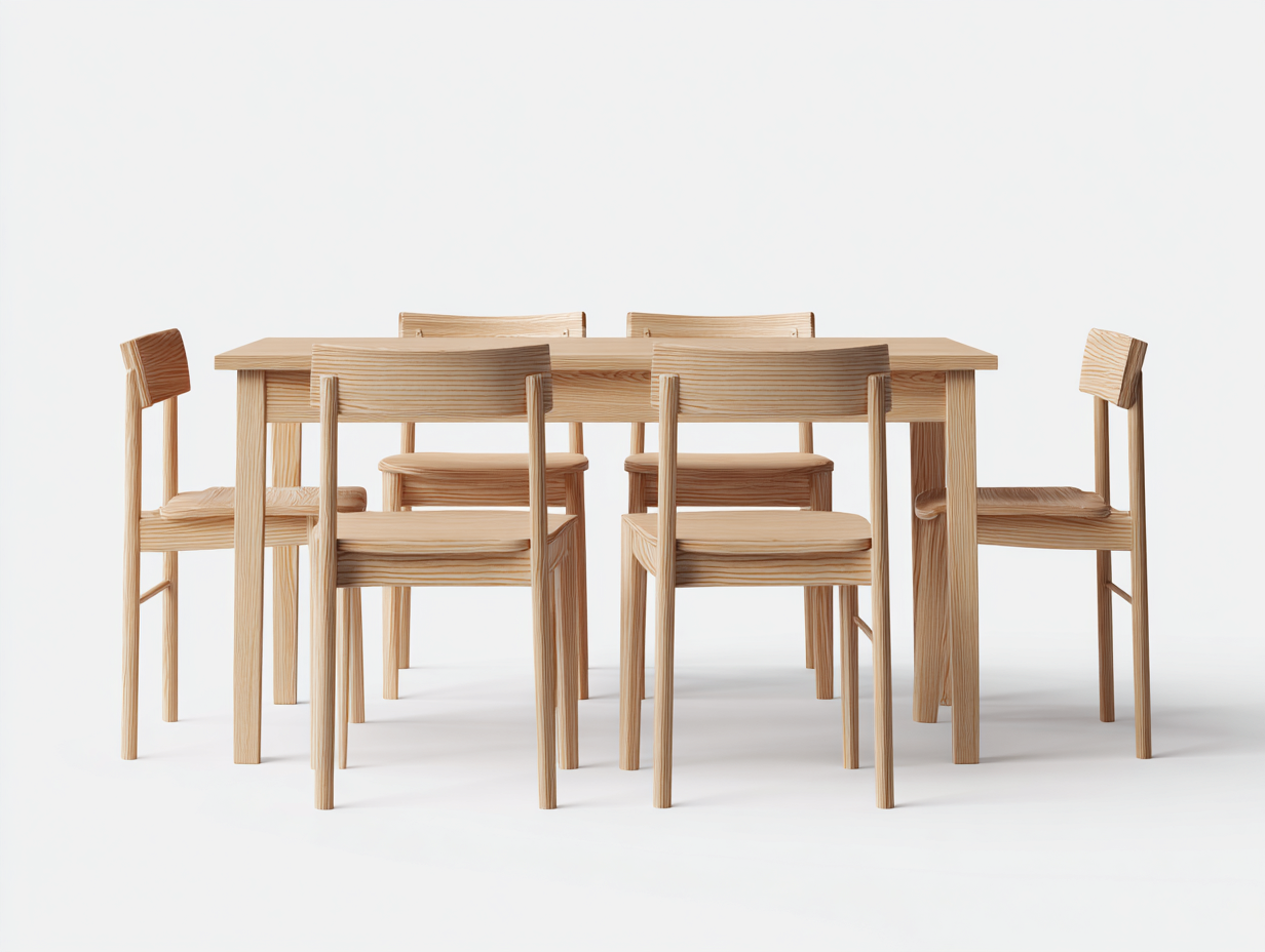 Set tavolo da pranzo con sedie - struttura interamente in legno massello naturale - tavolo 140x80x75 cm sedia 42x45x82 cm - colore legno chiaro - design minimal moderno cucina-Malaionest