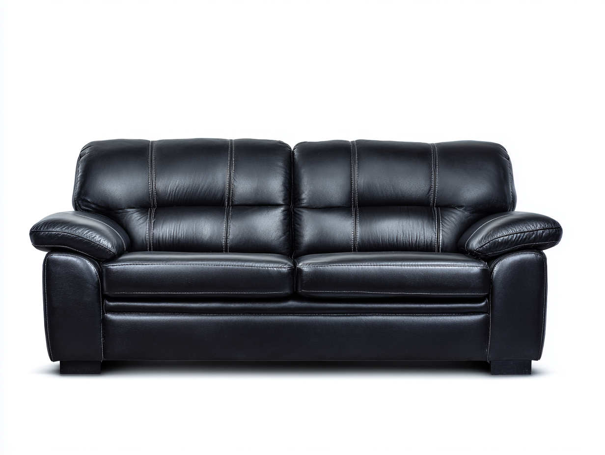 Divano a 2 posti compatto comfort - rivestimento in pelle sintetica imbottita - 179x92x88 cm - nero - design moderno soggiorno-Malaionest