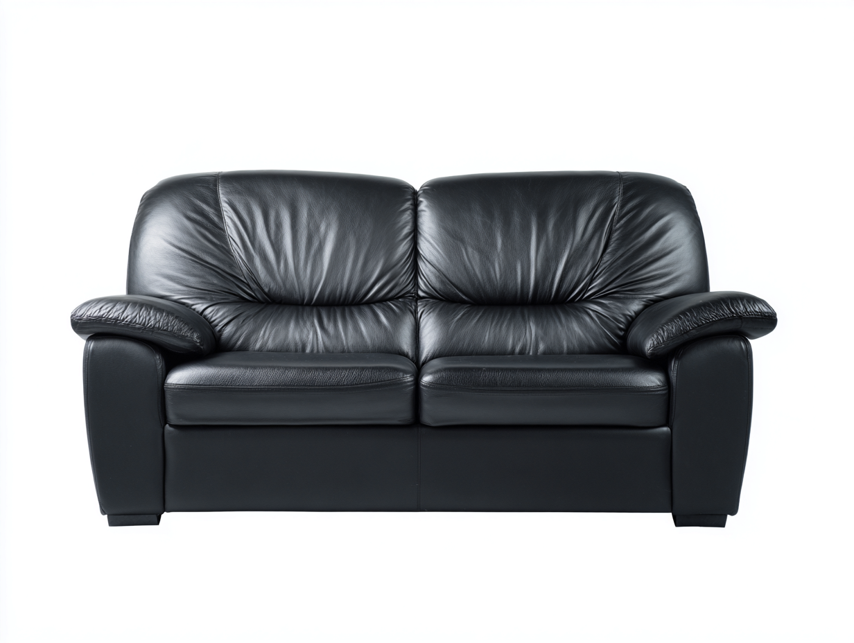 Divano a 2 posti compatto comfort - rivestimento in pelle sintetica imbottita - 178x90x85 cm - nero - design classico moderno soggiorno-Malaionest