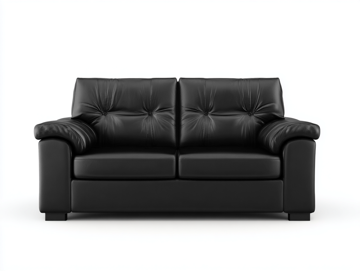 Divano a 2 posti - rivestimento in pelle imbottita - 180x88x92 cm - nero - design moderno soggiorno-Malaionest