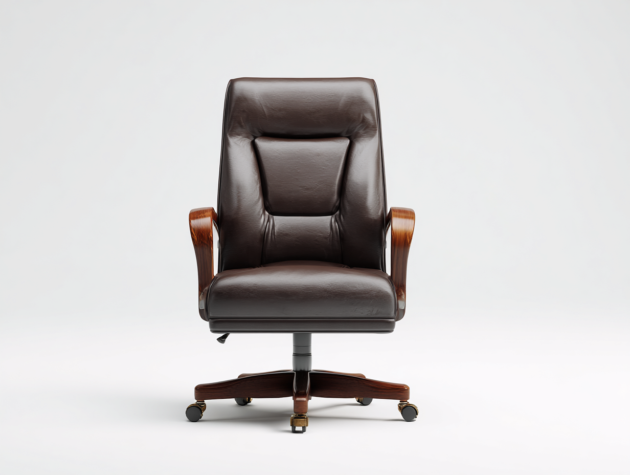 Sedie da ufficio girevole direzionale imbottita - rivestimento similpelle e struttura legno con base metallo e ruote - 65x65x115 cm - marrone scuro - design classico executive-Malaionest